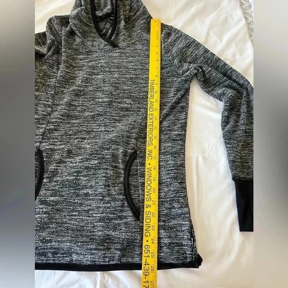 RBX Active Heather Gray Black Pullover Fleece Hoodie With Thumb Holes Size Small - Picture 10 of 11